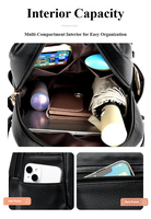 Sac à dos léger en cuir PU antivol pour femmes, sac de voyage imperméable avec fermeture éclair - élégant et pratique, portable pour l'été