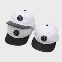Casquette Snapback de Haute Qualité à 6 Panneaux avec Patch Brodé, Visière Plate Bicolore, Style Basketball Hip Hop, Rayée