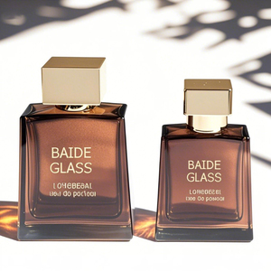 Luxury Packaging Empty Rectangle <b>Perfume</b> Spray <b>Bottle</b> Pump Crimp Clear 30ml 50ml 100ml Glass Black <b>Perfume</b> <b>Bottle</b> with Gold Cap - Product Image 2