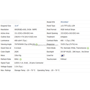 Nuevo Módulo de pantalla de 10,4 pulgadas 800*600, pantalla LCD PD104SLF a-Si, módulo TFT LCD, pantalla Industrial - Product Image 3