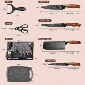 Wholesale 7‑Piece Stainless Steel Kitchen <b>Knife</b> <b>Set</b> kitchen <b>knives</b> with Wood Grain Handle Cutting Board Peeler Scissors - Product Image 6