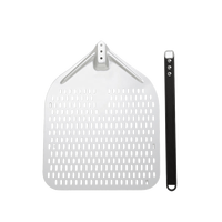 Pelle à pizza en aluminium anodisée 66cm avec poignée mentale courte détachable Pelle en aluminium perforée carrée de 12 pouces