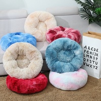 Coussin rond moelleux et luxueux pour chat et chien, type donut, en peluche chaude, vente en gros