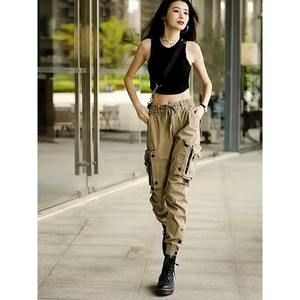 Pantalon cargo unisexe style américain, multi-poches, décontracté, pour le printemps et l'automne, pour l'extérieur et la ville, fonctionnel, tactique, taille mi-haute, nautique - Product Image 2