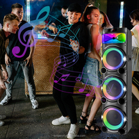 AO-3107 Altavoz Inalámbrico de 10 Pulgadas con Subwoofer, Altavoz de Madera para Fiestas con Luces RGB de Colores, para Eventos, DJ, HIFI, Karaoke, Altavoces BT