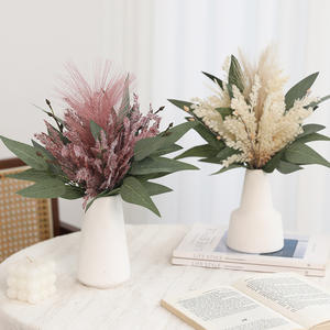 Flores de caña de <span class=keywords><strong>Pampa</strong></span> secas Ruscus pequeñas hechas a mano en variantes de colores para el hogar, bodas, adornos navideños y el Día DE LA Madre - Product Image 3