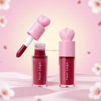Gloss à lèvres brillant 4 ml format voyage, tube cœur, marque privée, waterproof, longue tenue, végan, hydratant, rose