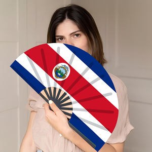 Abanicos Plegables de Bambú con la Bandera de Costa Rica al por Mayor, Abanico de Mano para Carnaval, Boda, Festival, Fiesta, Agencia de Viajes - Product Image 4