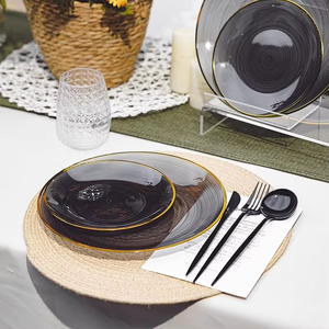 Platos de plástico Premium de color personalizado Xueli con bordes metálicos, <span class=keywords><strong>vajilla</strong></span> desechable elegante para eventos de Gala - Product Image 4