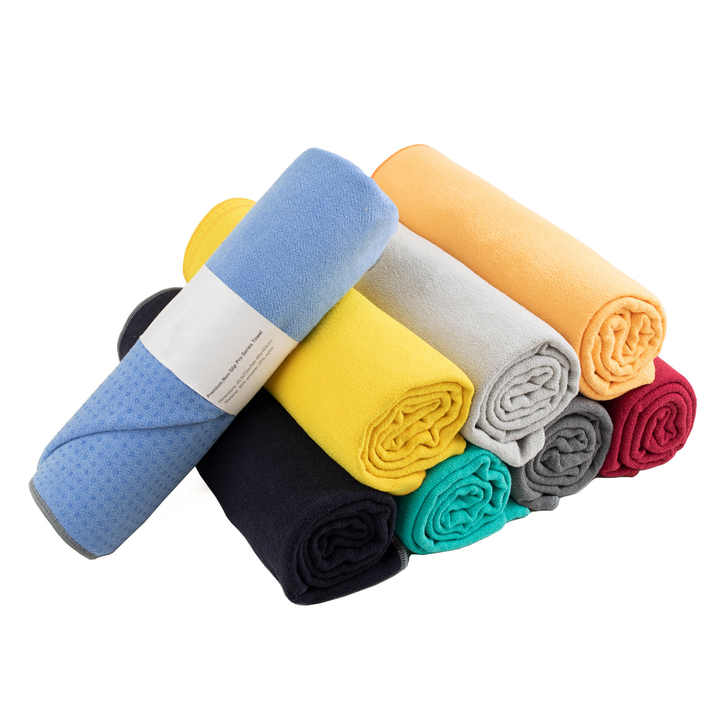 Custom Logo Soft Microfiber Sports Large Silicone Non Slip Yoga Mat Towel Corners Pocket Yoga Towel With Grip