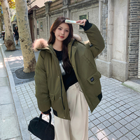 Veste d'hiver chaude Super Dalian 2025 pour femmes, parka courte rembourrée en coton, capuche, col en fourrure, motif uni, tissage sur le devant