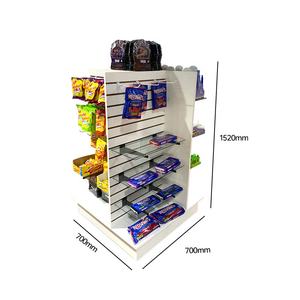 Custom Metal Glass Wooden Combinations Food Potato Chip Candy Snack Floor Display Stand With Hook for Retail <b>Shop</b> - Product Image 3