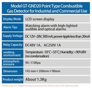 Aikesi GT-GND20 HCN gaz alarmlı dedektör sabit gaz kaçak dedektörü endüstriyel/laboratuvar/ev yanıcı gaz dedektörü alarmlı dedektör - Product Image 6