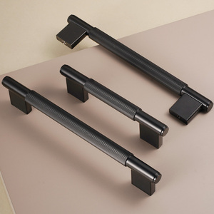 DOOROOM 4 Sizes Available Matte Black H59 Brass Cabinet <strong>Door</strong> Handles Knurled Drawer Pulls for Furniture - Product Image 2