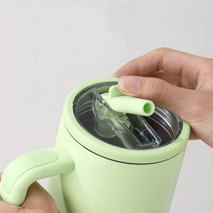 Novo 40 oz aço inoxidável de paredes duplas isolado viagem caneca com palha dobrável e garrafa de água à prova de derramamento - Product Image 4