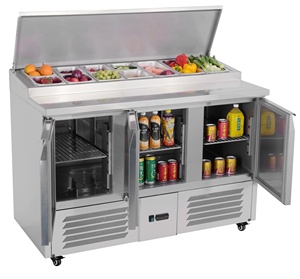 Refrigerador Comercial <span class=keywords><strong>SUMYO</strong></span> PZ385 de Acero Inoxidable para Cocina, Gran Capacidad 201/304, Temperatura Única, Banco de Trabajo para Pizza con Ventilador - Product Image 6