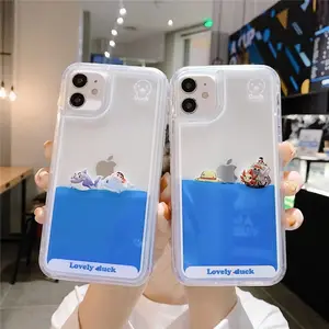 可爱的卡通流沙手机壳，适用于iPhone 12 12Mini 11 Pro XS Max SE XR X 8 7加动态液体搞笑卡通封面