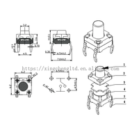 Interrupteur tactile étanche 6*6*8mm interrupteur anti-poussière 4Pin Micro boutons