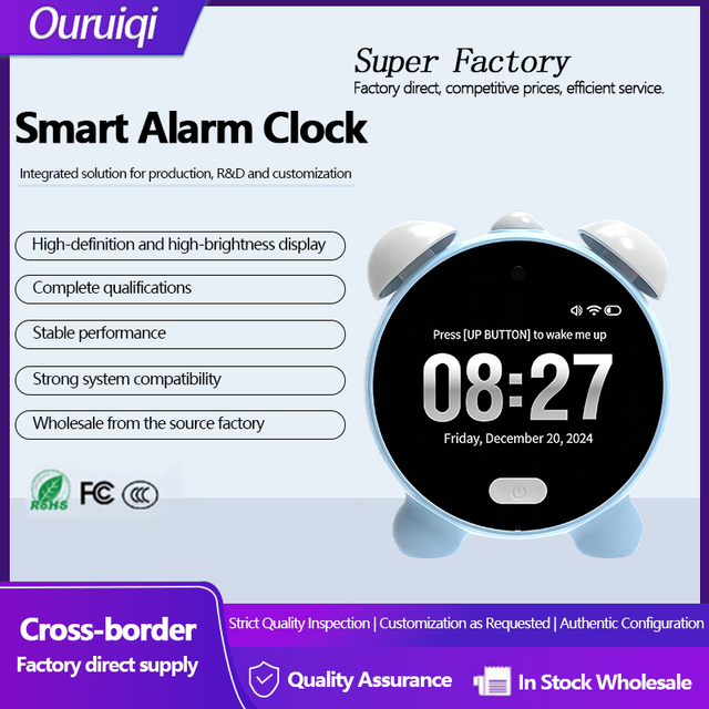 Wholesale cross-border AI smart alarm clock, voice  speaker, white noise sleep aid, bedside digital clock