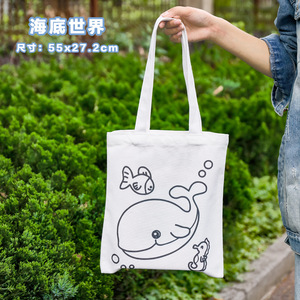 กระเป๋าผ้าใบสำหรับเด็ก DIY ลายการ์ตูน, กระเป๋าสะพายข้างเดี่ยวสำหรับเด็กประถม, กระเป๋าถือวาดลายความจุขนาดใหญ่ ของขวัญชิ้นเล็ก - Product Image 4