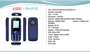Téléphones portables déverrouillés à quatre bandes GSM de 1.77 pouces A500, fonction téléphones portables à grande batterie Daul SIM trois cartes SIM téléphone <span class=keywords><strong>plus</strong></span> ancien - Product Image 6