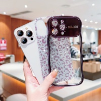Étui de protection en TPU électroplaqué à motif vague, imprimé léopard et pailleté, pour iPhone 17 Pro Max et iPhone 15
