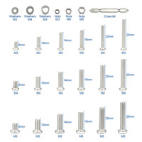 721 pièces en acier inoxydable vis à métaux ensemble M3 M4 tête cylindrique trois combinaison avec rondelle système métrique DIN Standard