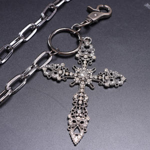 <b>Cross</b> Waist <b>Chain</b> Gunmetal Rhinestone Pendant Zinc Alloy Single Layer Daily Wear Fashion Body <b>Chain</b> - Product Image 4