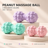 Lot de 2 balles de massage texturées en forme d'arachide, balles de massage à picots de 50 mm pour le dos, le cou et la relaxation myofasciale