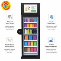 Distributeur automatique intelligent de produits surgelés, armoire congélateur à crème glacée avec capteur de poids, écran tactile 22 pouces, paiement par carte, 4G WiFi