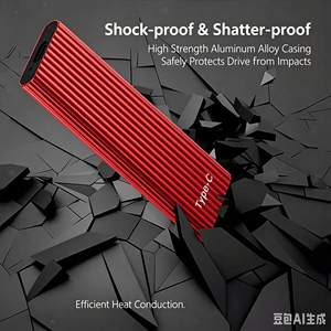 Disque SSD externe rouge en gros de 1 To, jusqu'à 600 Mo/s, USB 3.2 Gen 2, pour le gaming, les étudiants et les professionnels - Product Image 4