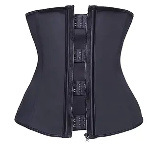 Cộng Với Kích Thước Eo Giữ Gìn Fajas 9 Thép Boned Corset Underbust Latex Eo Huấn Luyện Viên Đôi 2 Dây Đeo Vành Đai Với Móc Và Dây Kéo