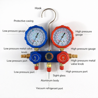 Manifold de service pour climatisation et CVC, avec manomètre double répétition pour le remplissage et l'évacuation de réfrigérant, et tuyau de transfert de réfrigérant, pièces de rechange