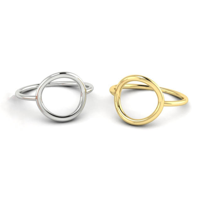 EManco Trendy Gold Stainless Steel Rings for Women Vintage Geometric Dainty Stackable Round Midi Rings Jewelry Classic Rings