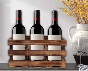 Panier de rangement <span class=keywords><strong>en</strong></span> bois brûlé sur mesure, style ferme, pour bouteilles de <span class=keywords><strong>vin</strong></span>, décoratif pour le lait - Product Image 5