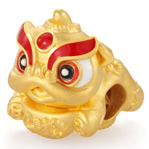 Accesorio de joyería con cuentas de León de la fortuna de oro sólido de 24 quilates de gama alta 2025, hallazgos y componentes de pulsera de oro duro - Product Image 1