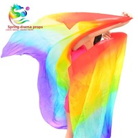 Nuevo Pañuelo de Seda Degradado para Danza del Vientre, Velo Largo de 1.5m, 100% Seda Real Estampada, 15m*20m, para Año Nuevo, TV y Cine