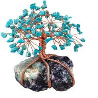 Life <strong>Tree</strong> Blue Howlite Turquoise <strong>Crystal</strong> <strong>Tree</strong>, Raw <strong>Crystals</strong> Fluorite Base Bonsai Money for Decor for Decoration Gifts
