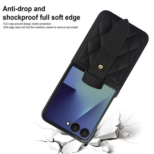 רצועת יד קוריאנית יוקרתית עם נצנצים ותפסים לטלפון Z Flip 7 6 5 43, מעור, רשת, עמידה בפני זעזועים, מתכווננת. - Product Image 4