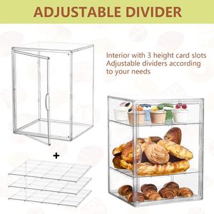 Countertop Pastry <strong>Display</strong> Cabinet 4 Layers <strong>Adjustable</strong> Shelf Showcase Clear Bread Storage Box Acrylic Bakery <strong>Display</strong> <strong>Case</strong> - Product Image 2