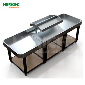 Mesa de Clasificación de Productos de Acero Inoxidable Highbright con Base de Madera para Supermercados y Tiendas de Abarrotes - Product Image 3