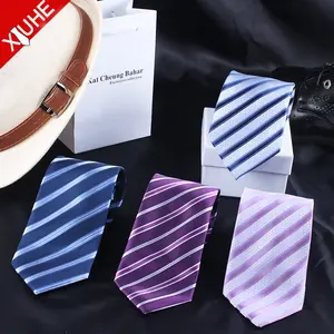 8 Cm Silk Necktie Striped Colorful Women Neck Tie For Men Woven Custom Polyester Tie