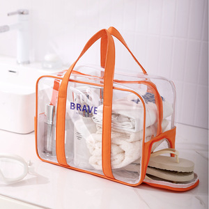 Swimming Bag With Shoe Compartment Orange Waterproof Multipurpose Outdoor Sports Storage Bag For Cosmetics And Toiletries - Product Image 1