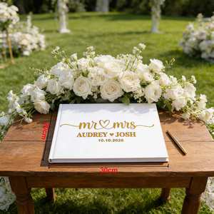 Livre d'or de mariage, livre d'or personnalisé avec nom et date, livre souvenir à couverture rigide blanche pour mariage, fête prénuptiale, réception - Product Image 3