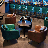 Ensemble de mobilier de bar à vin de luxe, club de nuit commercial, canapé en cuir personnalisé, sièges de stand, bistro, cocktail, salon VIP, fauteuil