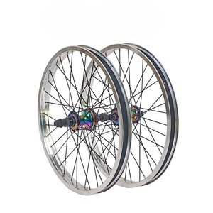 Juego de <span class=keywords><strong>Ruedas</strong></span> <span class=keywords><strong>BMX</strong></span> de 20 Pulgadas con 120 Puntos de Contacto, 4 Rodamientos Sellados, Buje de 36H, Llantas con Radios Coloridos para Freestyle, Extreme, Street y Park - Product Image 3