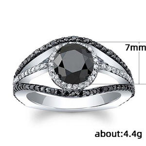 Anello F328 in Moissanite con Taglio Ovale, Montatura Pavé in Oro Bianco, Fede di Fidanzamento per Donne - Product Image 4