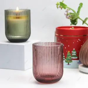 Wholesale Small Tealight Glass Candle Jar With Wooden Lid Double Wall Candle Glass Jars Custom Empty Luxury Candle Jars