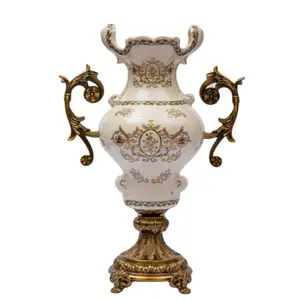 Jarrón de cerámica alto estilo Oriente Medio antiguo clásico personalizado para decoración del hogar cerámica con cobre