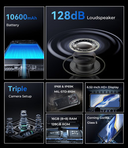 Oukitel wp36 gồ ghề điện thoại thông minh 8GB + 128GB 6.52 "HD + IPS hiển thị 720*1600 pin 10600mAh loa lớn Android 13 điện thoại di động - Product Image 5